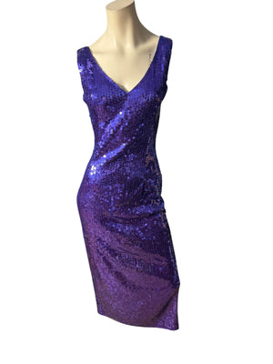 Vintage 80's purple sequin fitted dress S Kazar