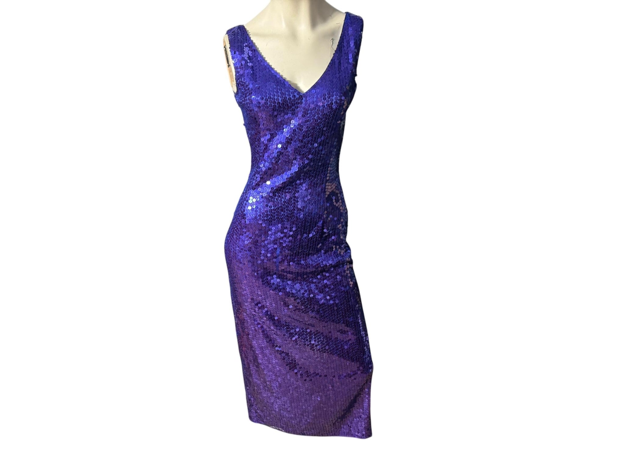Vintage 80's purple sequin fitted dress S Kazar