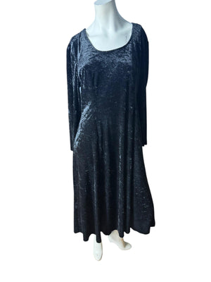 Vintage 80's black velour dress L XL