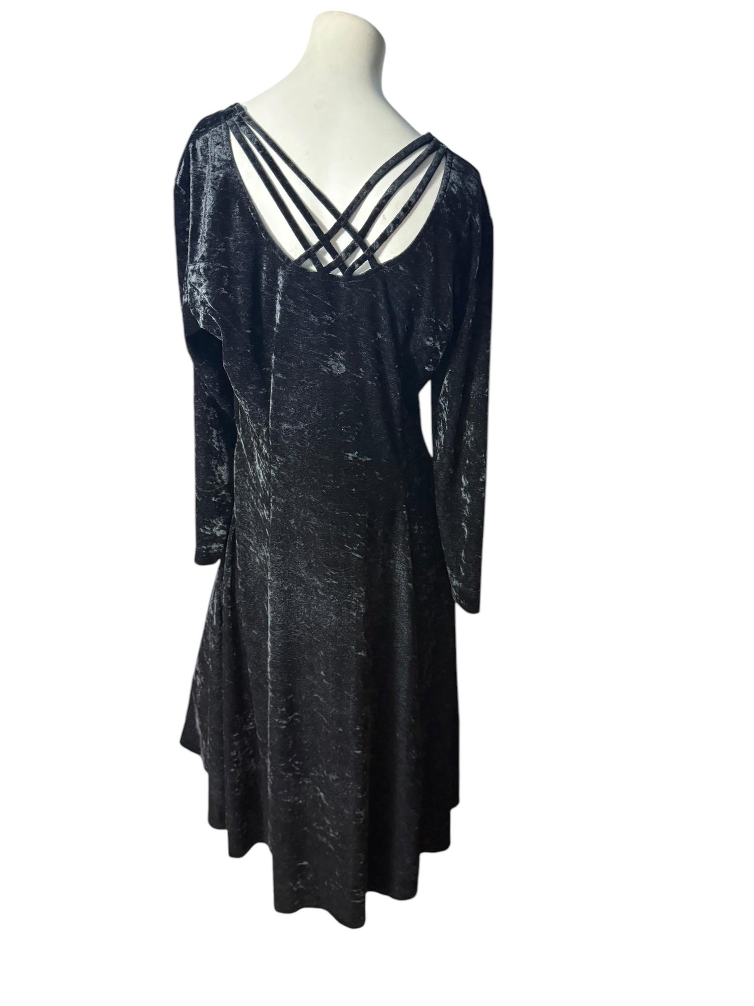 Vintage 80's black velour dress L XL