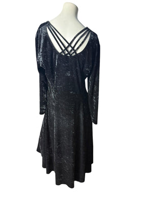 Vintage 80's black velour dress L XL