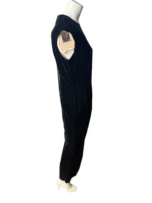Vintage 1950's black velvet long dress L Carole Craig