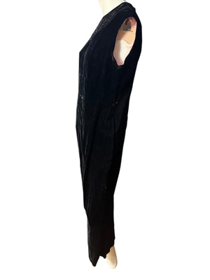 Vintage 1950's black velvet long dress L Carole Craig