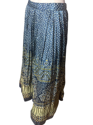 Blue sari dress skirt XL belly dance costume