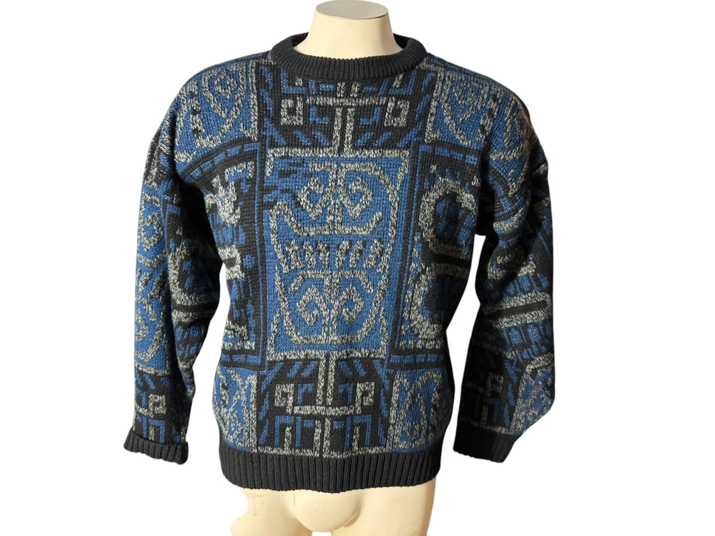 Vintage 80's men's pattern sweater M Adam Sloane