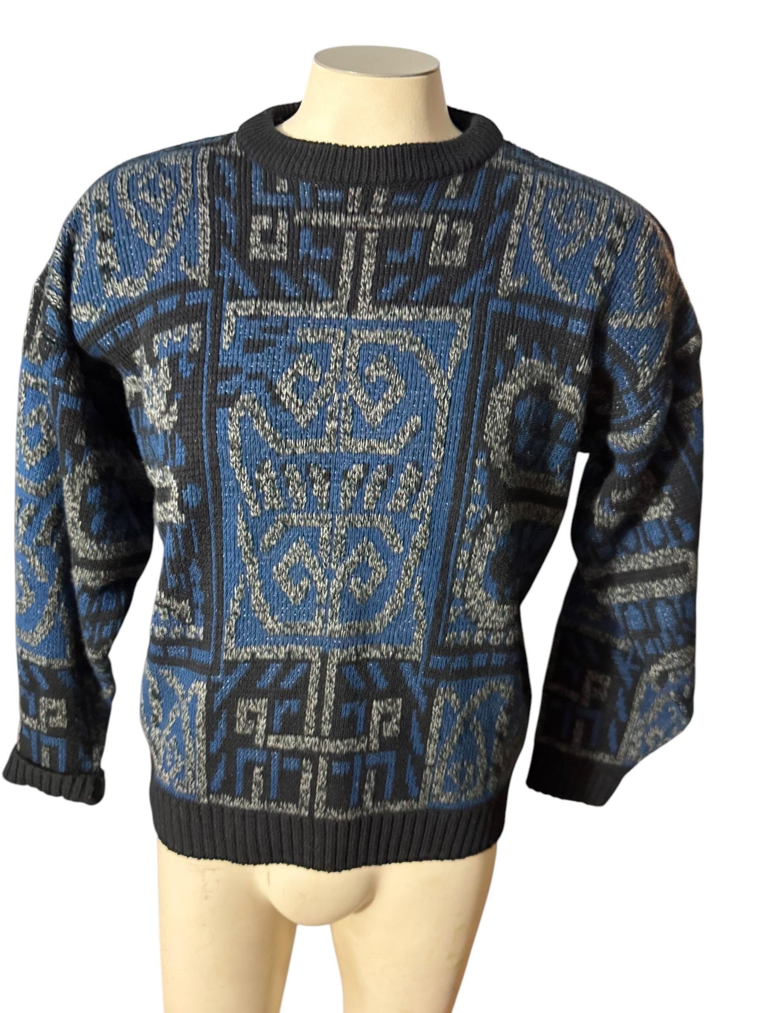 Vintage 80's men's pattern sweater M Adam Sloane