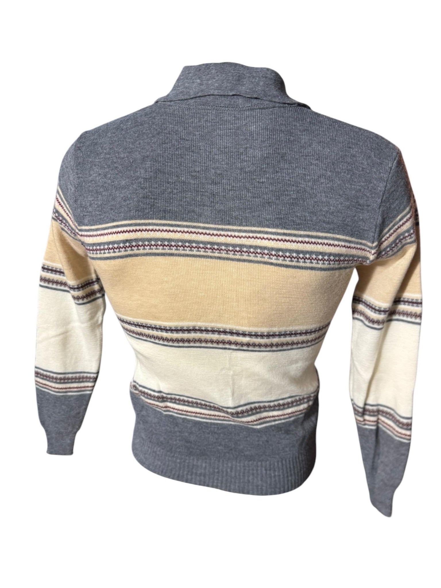Vintage 70's men's gray striped sweater M Designer Collection