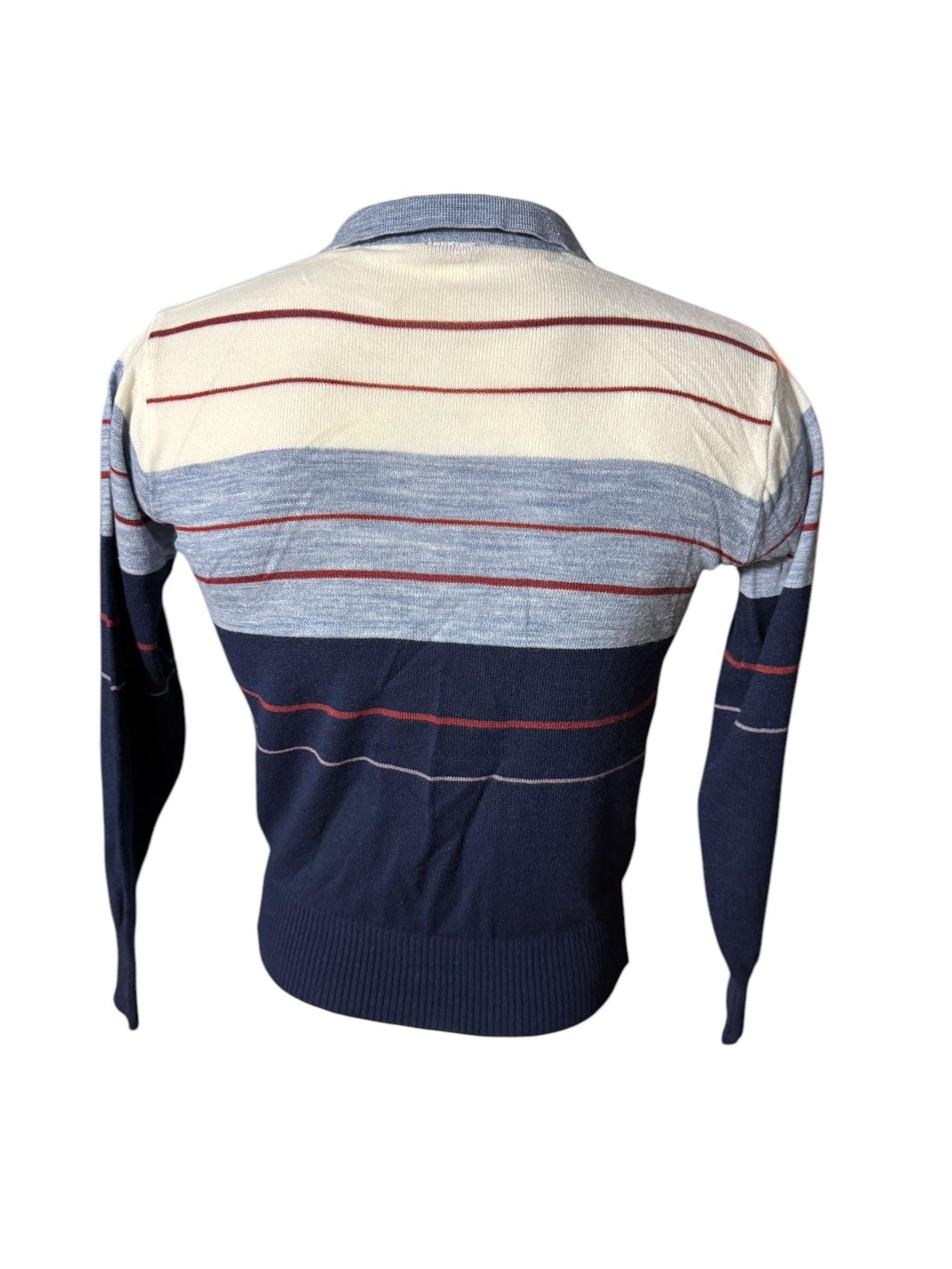 Vintage 70's men's collared striped sweater M Emphasis