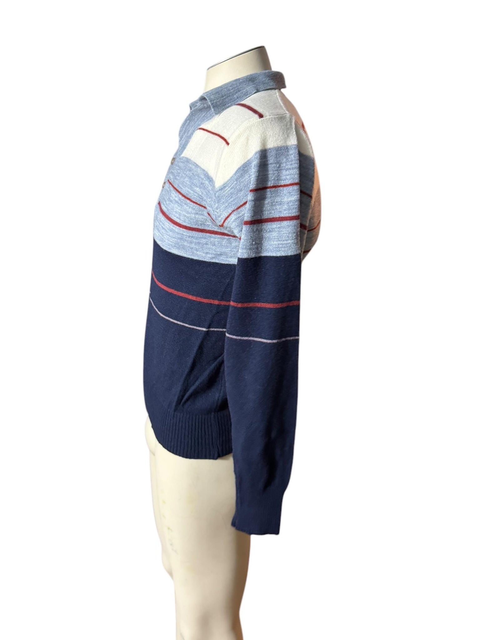 Vintage 70's men's collared striped sweater M Emphasis