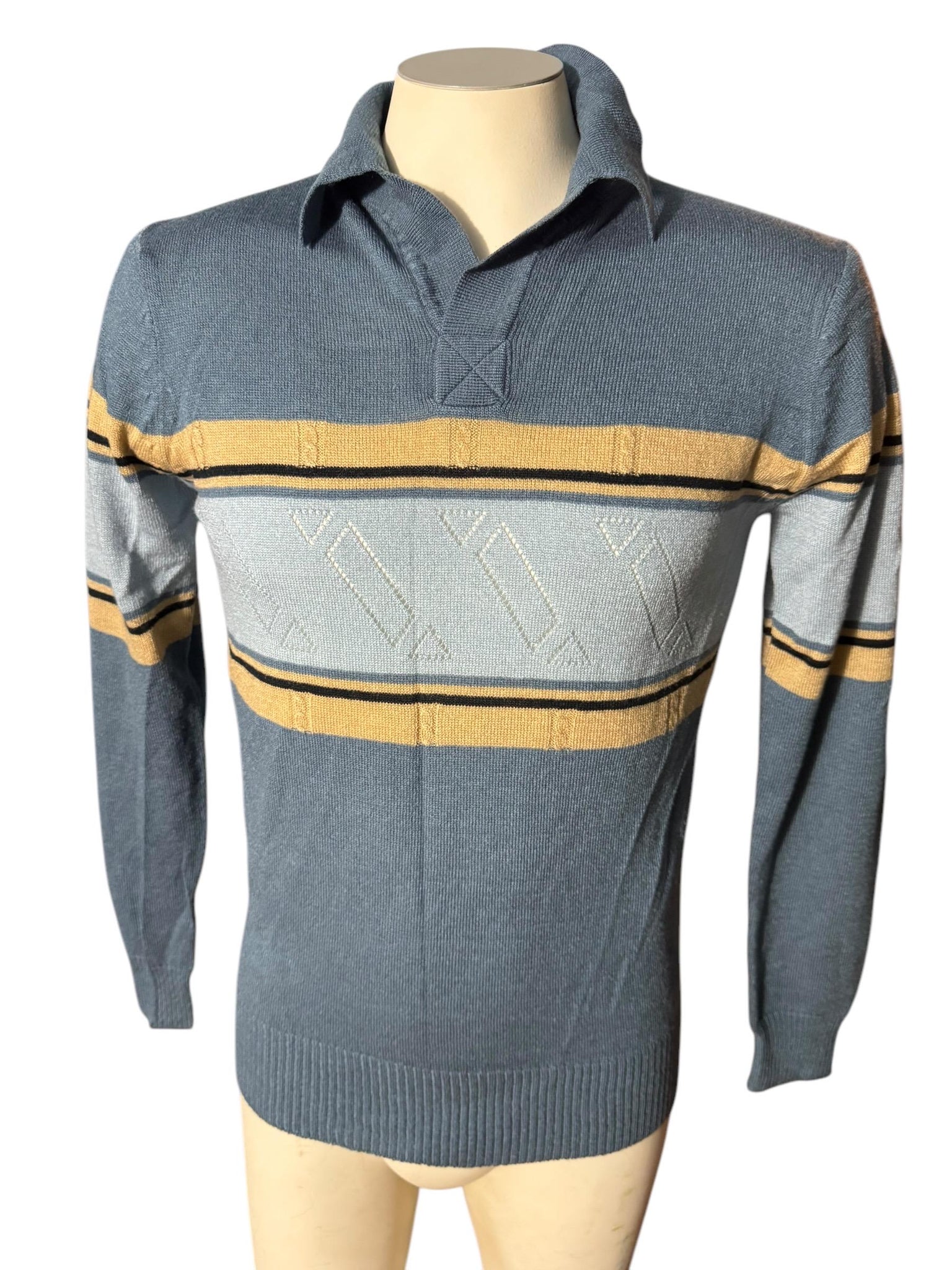 Vintage 70's men's gray striped sweater L Himalaya