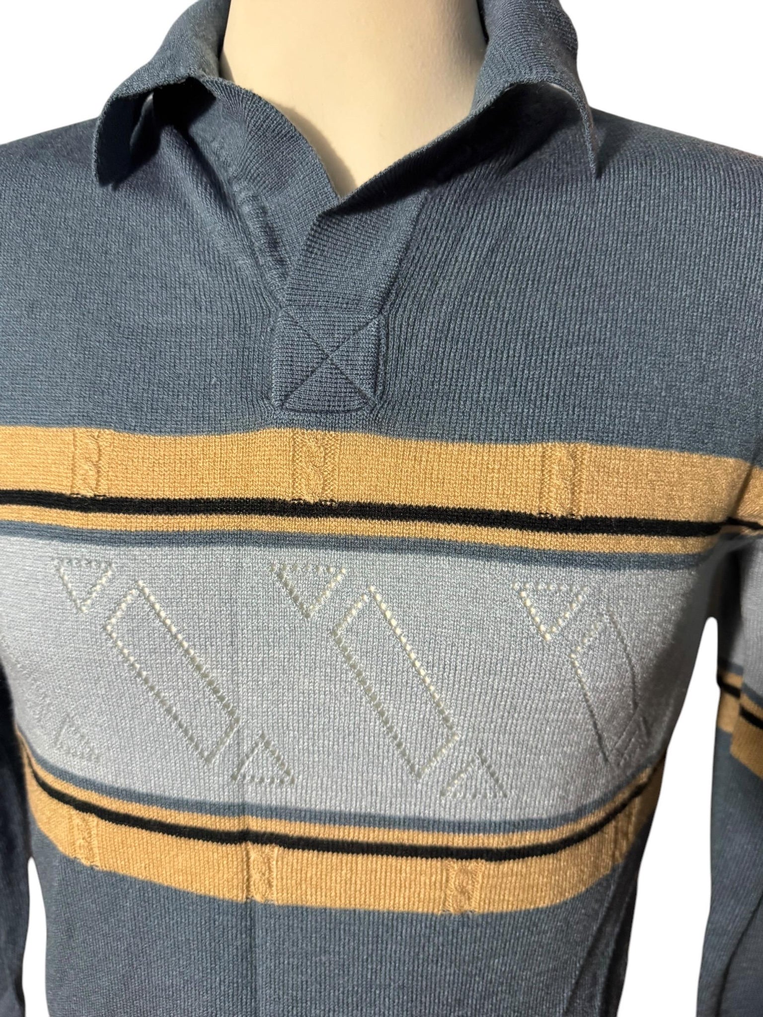 Vintage 70's men's gray striped sweater L Himalaya