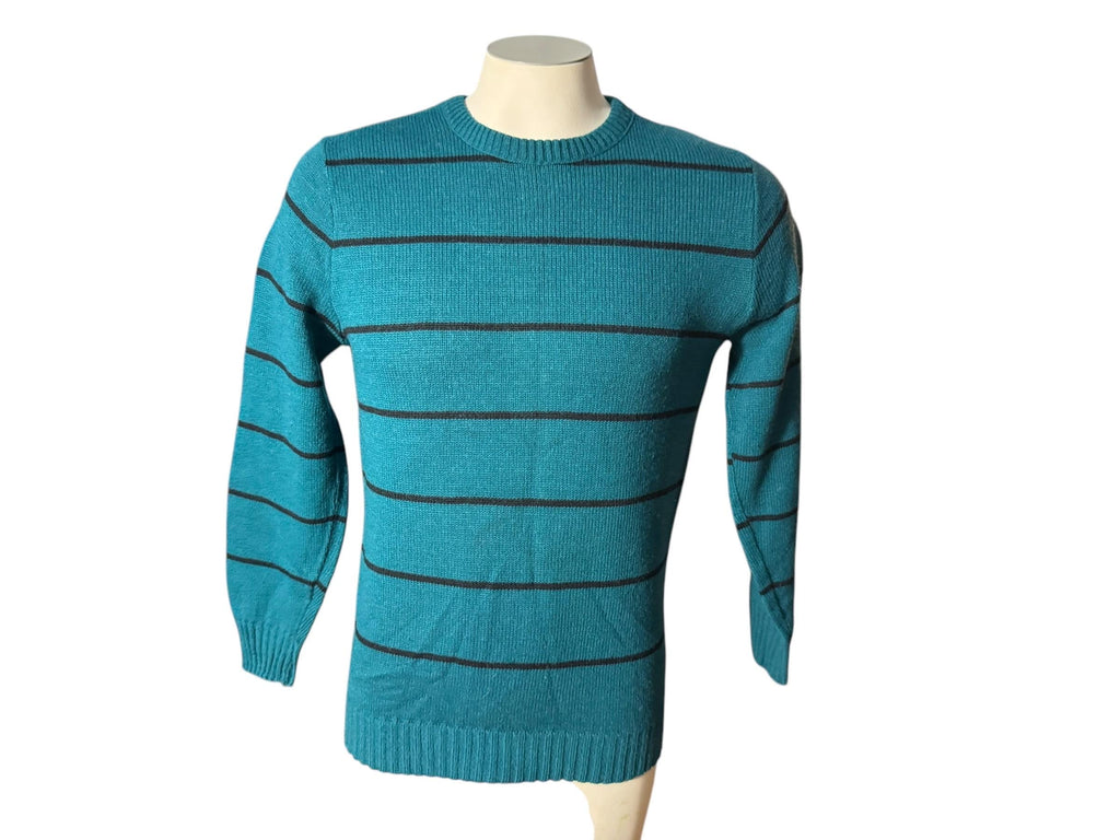 Vintage 80's men's green striped sweater M Le Tigre