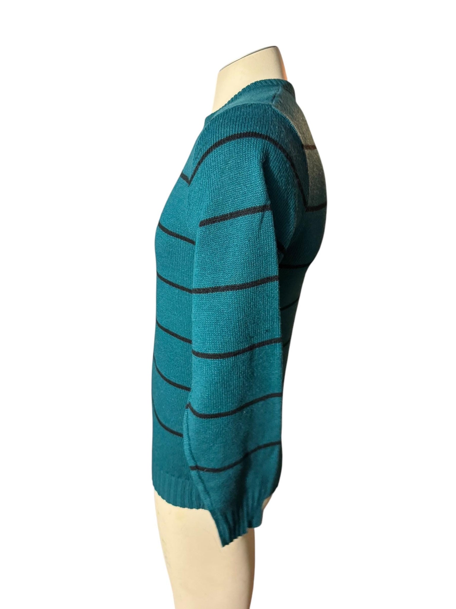 Vintage 80's men's green striped sweater M Le Tigre