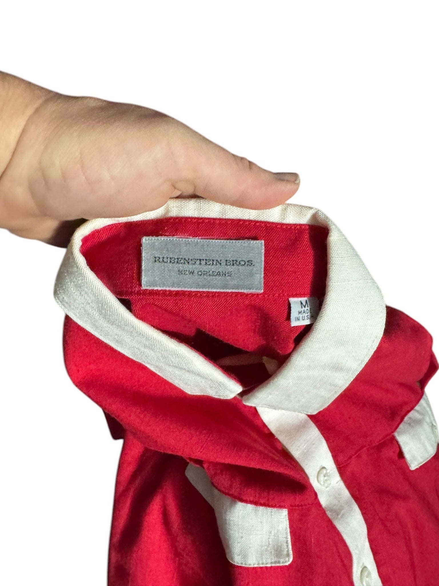 Vintage men’s 80's red dress shirt M Rubenstein Bros.