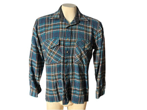 vintage men's green flannel shirt M Backpacker