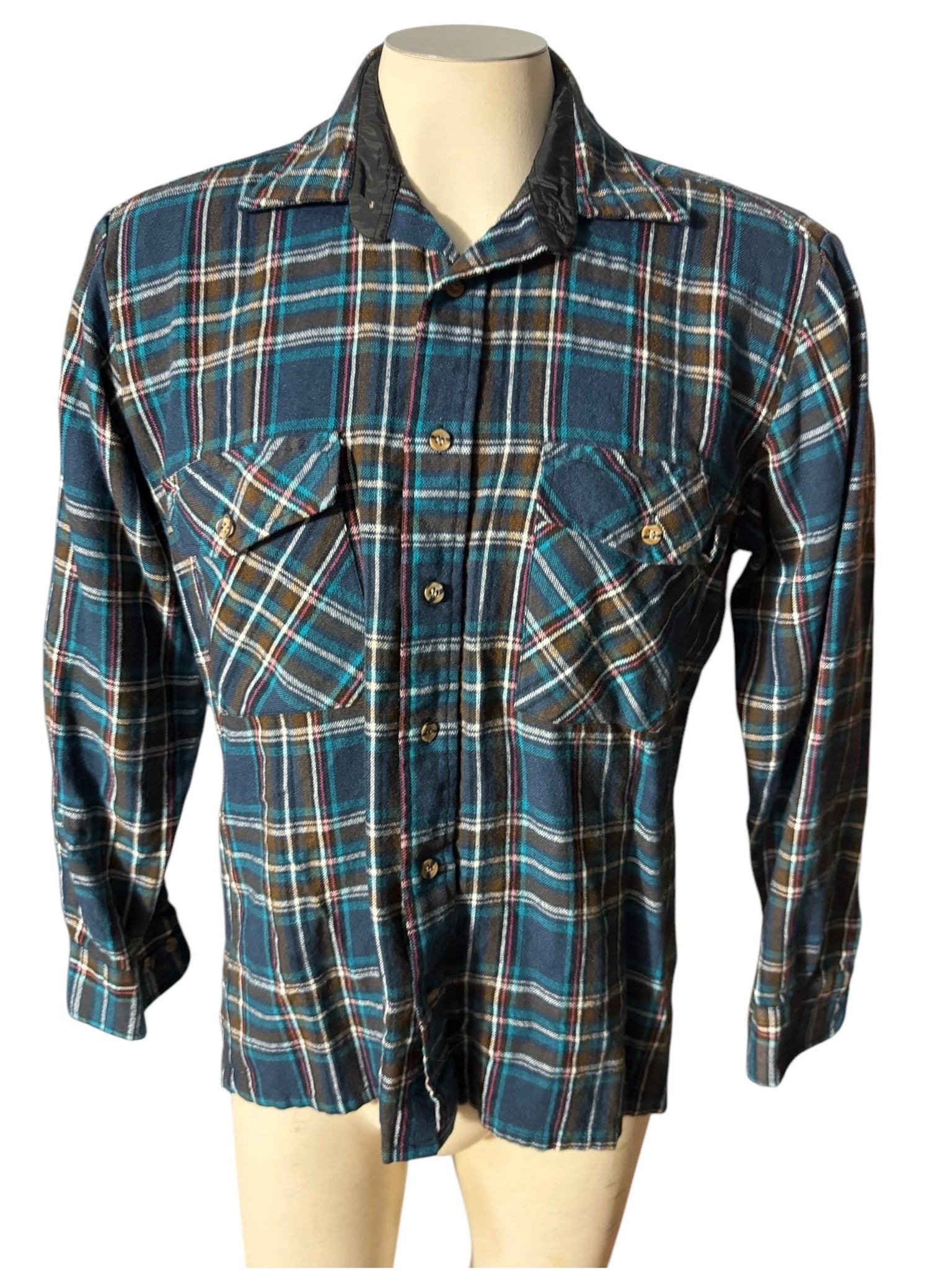 vintage men's green flannel shirt M Backpacker