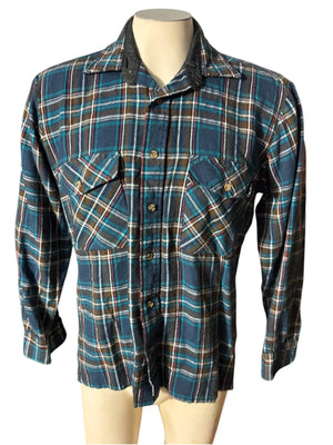 vintage men's green flannel shirt M Backpacker