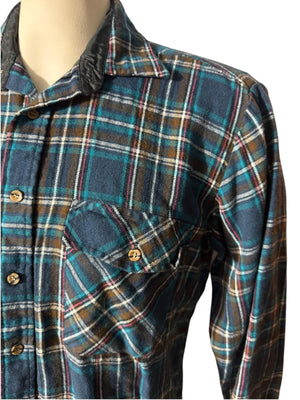 vintage men's green flannel shirt M Backpacker