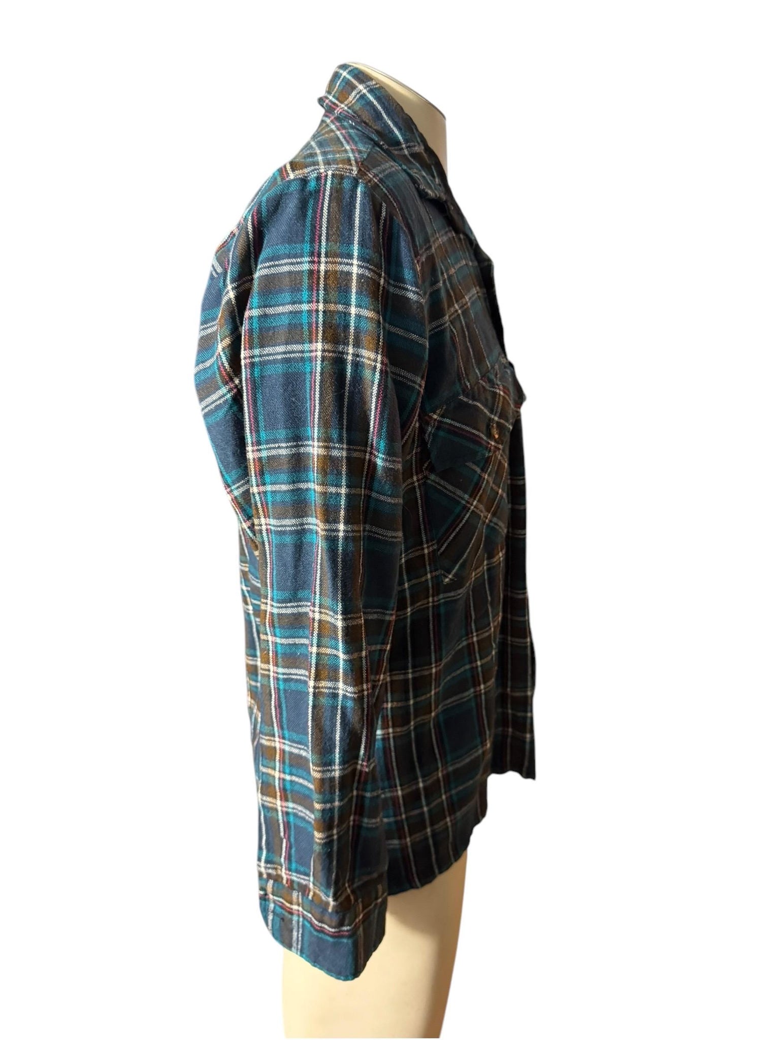 vintage men's green flannel shirt M Backpacker
