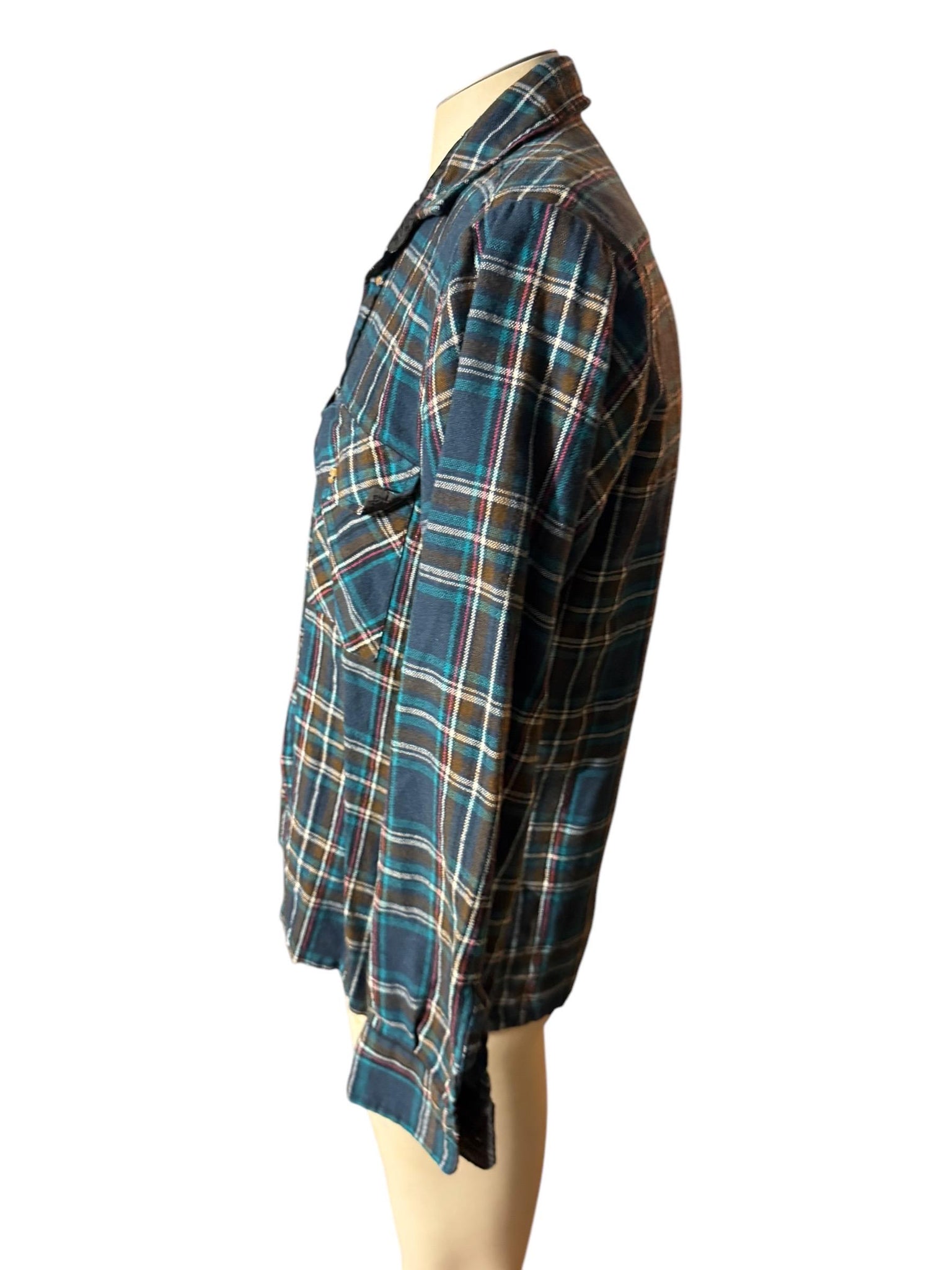 vintage men's green flannel shirt M Backpacker