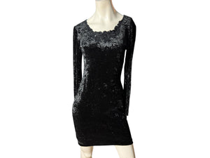 Vintage black 80's velour mini dress M All that Jazz