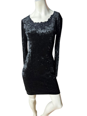 Vintage black 80's velour mini dress M All that Jazz