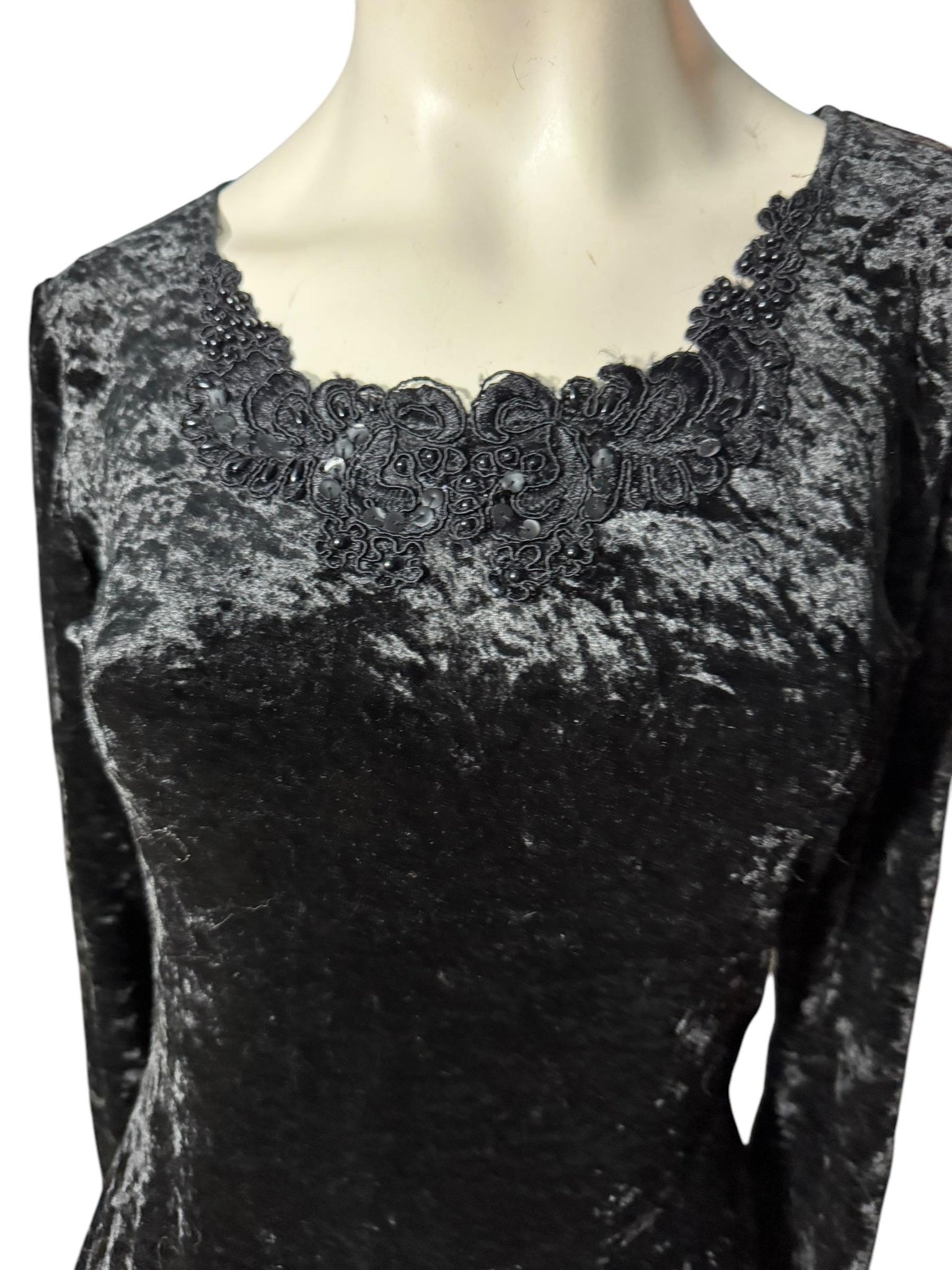 Vintage black 80's velour mini dress M All that Jazz