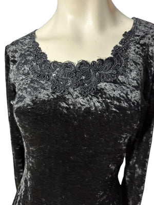 Vintage black 80's velour mini dress M All that Jazz