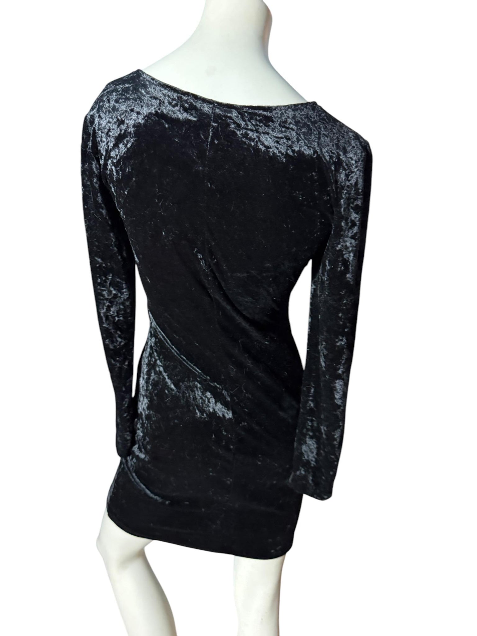 Vintage black 80's velour mini dress M All that Jazz