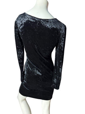 Vintage black 80's velour mini dress M All that Jazz