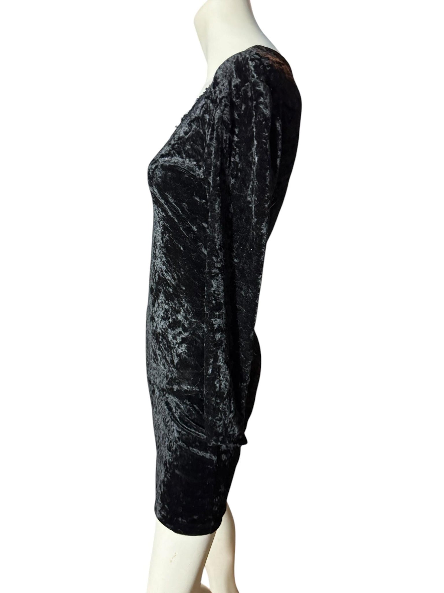 Vintage black 80's velour mini dress M All that Jazz