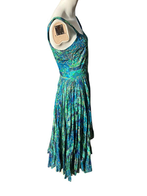 Vintage 80's cotton floral dress L Paris Sports Club
