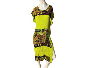Vintage 80's rayon print dress M