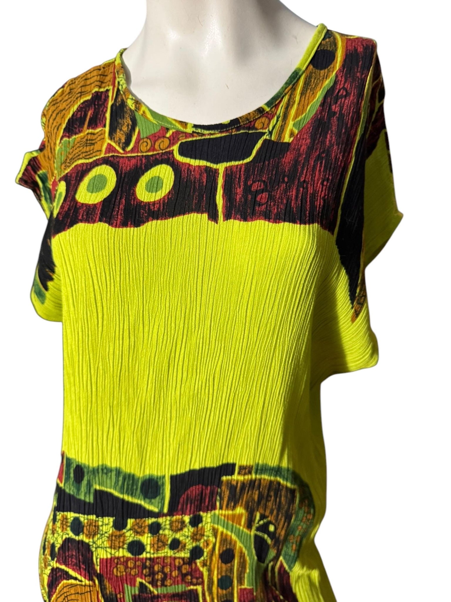Vintage 80's rayon print dress M