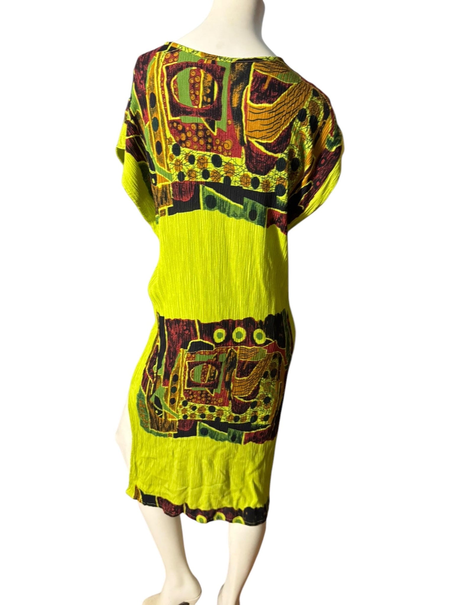 Vintage 80's rayon print dress M