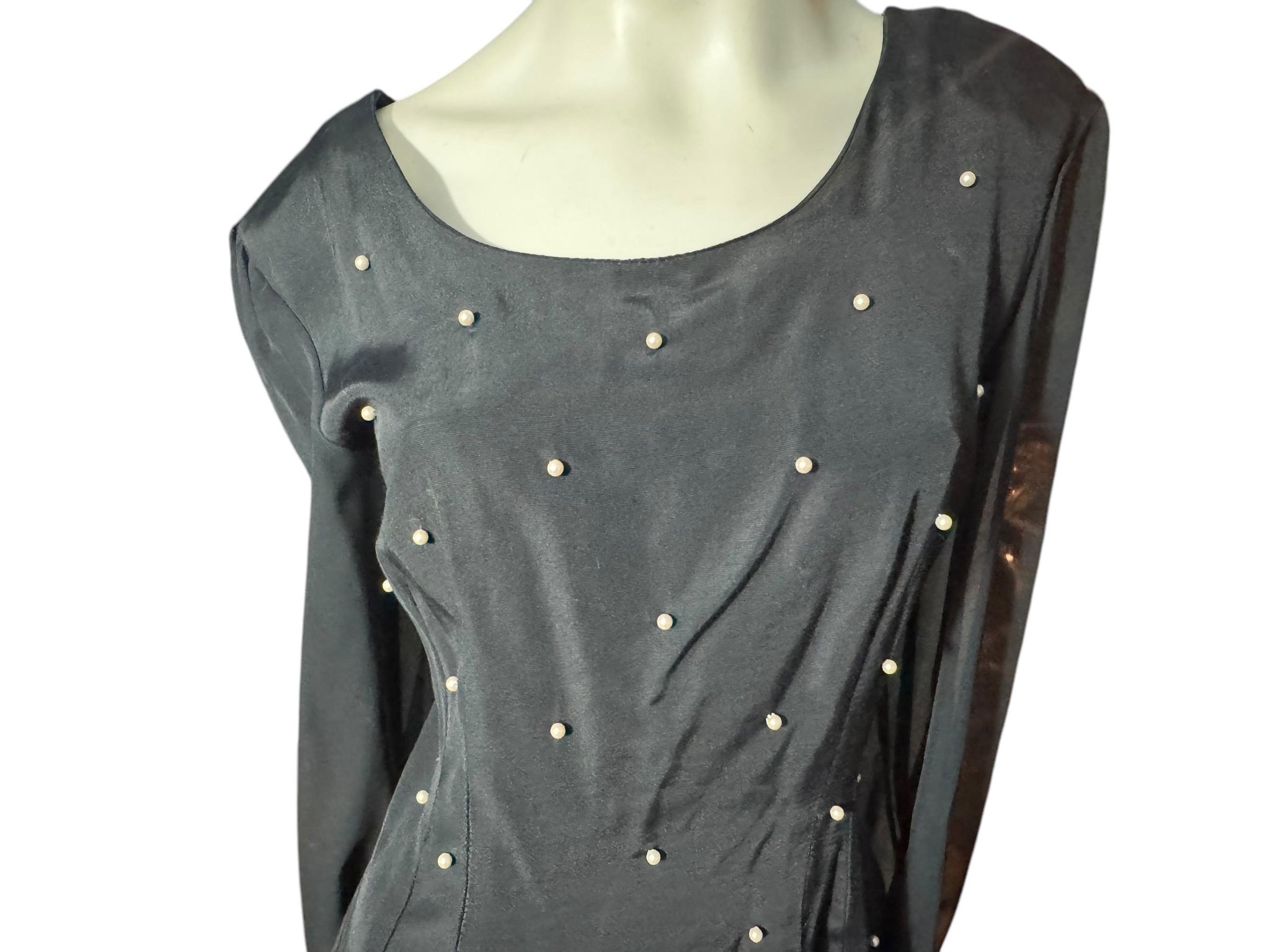 Vintage 80's black pearl mini dress M Notorious
