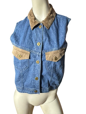 vintage 80's blue jean vest M Cherokee