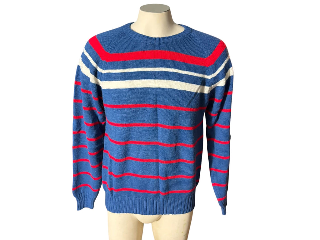 Vintage 80's men's striped sweater M Suspenders