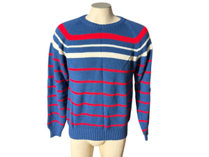 Vintage 80's men's striped sweater M Suspenders