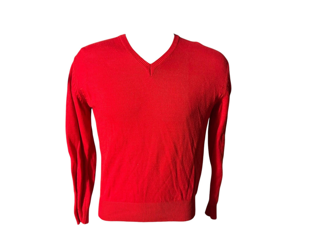 Vintage 70's men's red v neck sweater L Pebble Beach