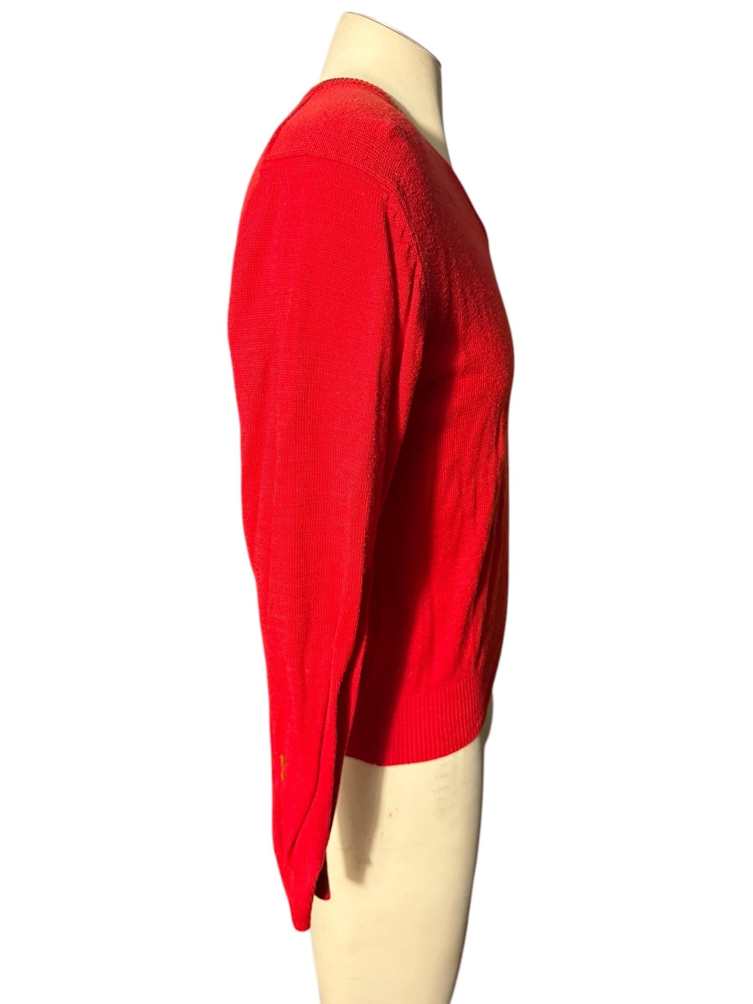 Vintage 70's men's red v neck sweater L Pebble Beach