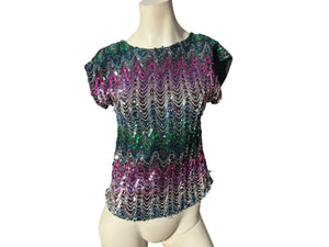 Vintage 70's sequin top shirt S Joanna