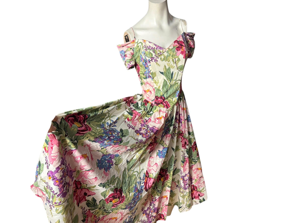 Vintage 80's floral party prom dress 10 M Moda
