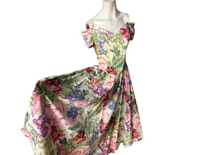 Vintage 80's floral party prom dress 10 M Moda