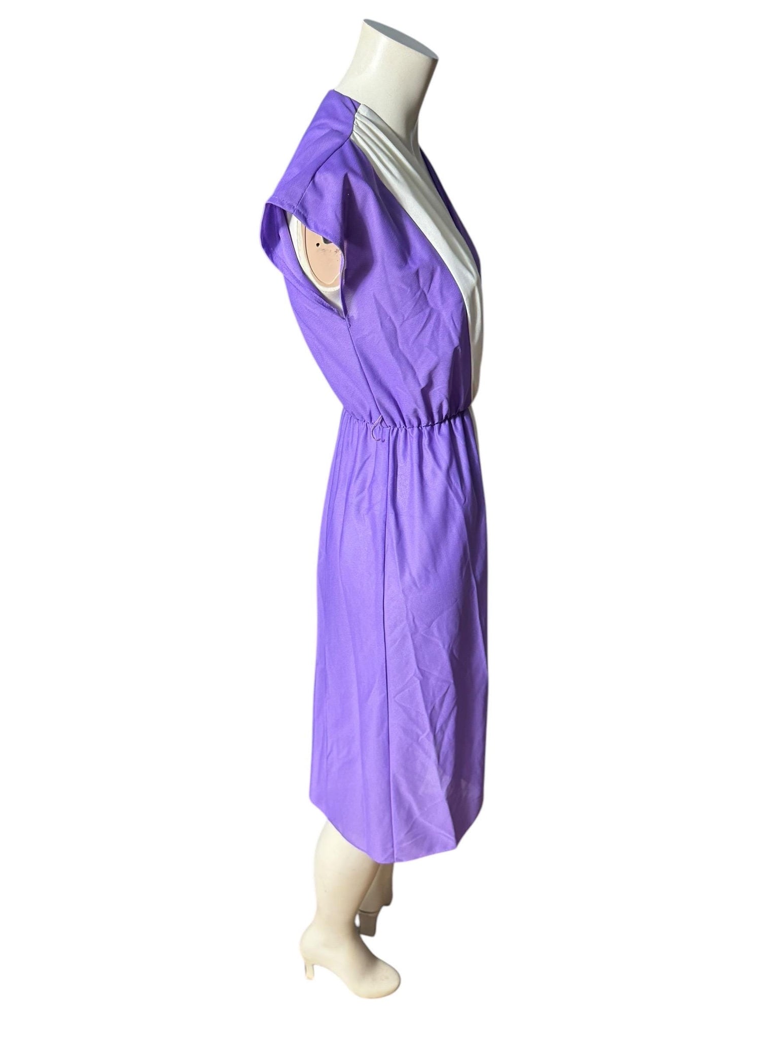 Vintage purple 70's 80's wrap style dress M