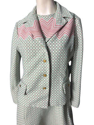 Vintage 70's green dress & jacket set L