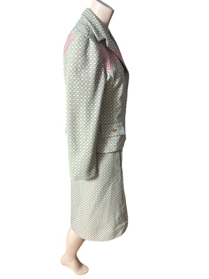 Vintage 70's green dress & jacket set L