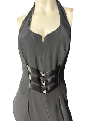 Vintage black long halter dress 12 L Alyce Designs