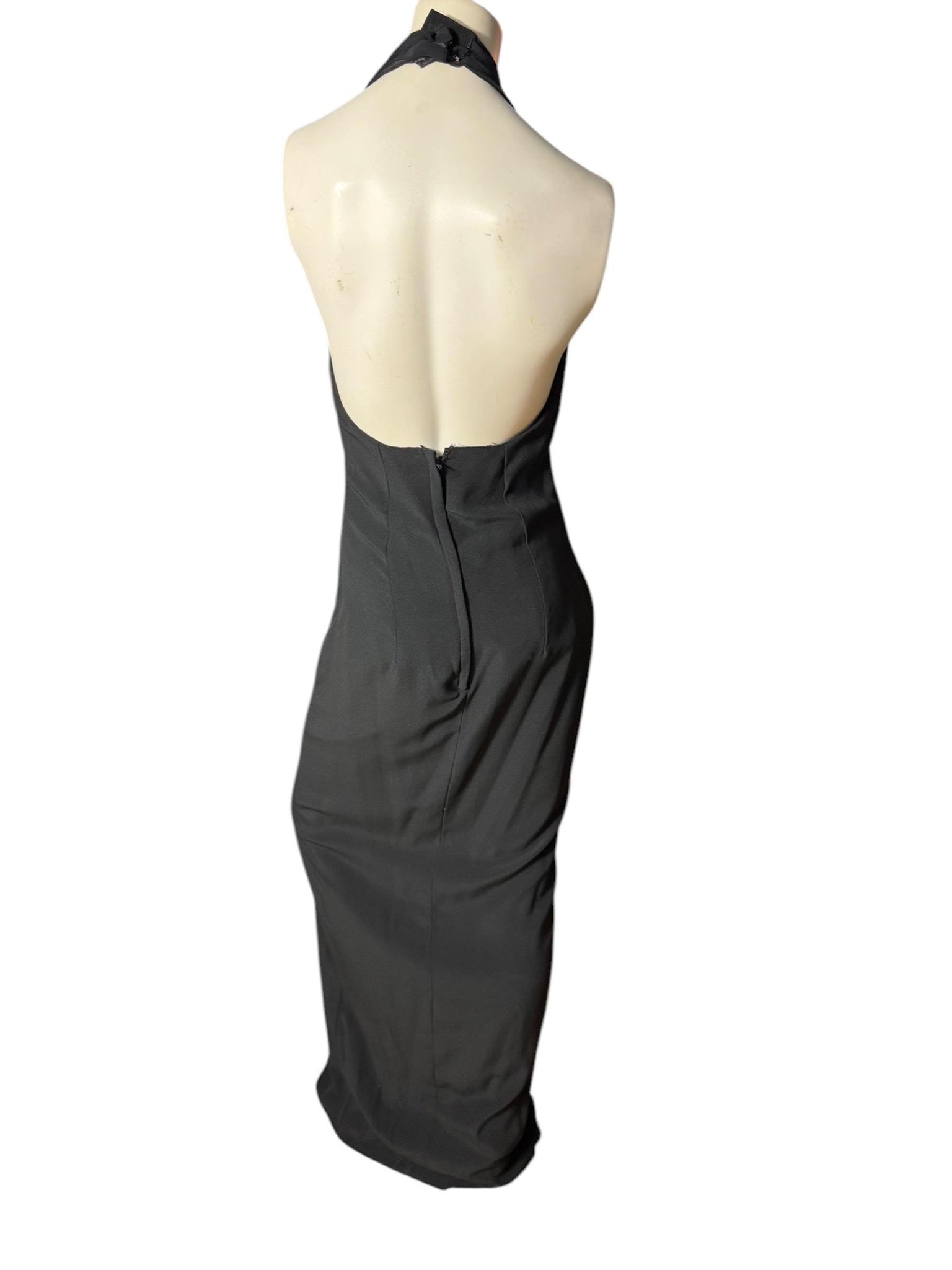 Vintage black long halter dress 12 L Alyce Designs