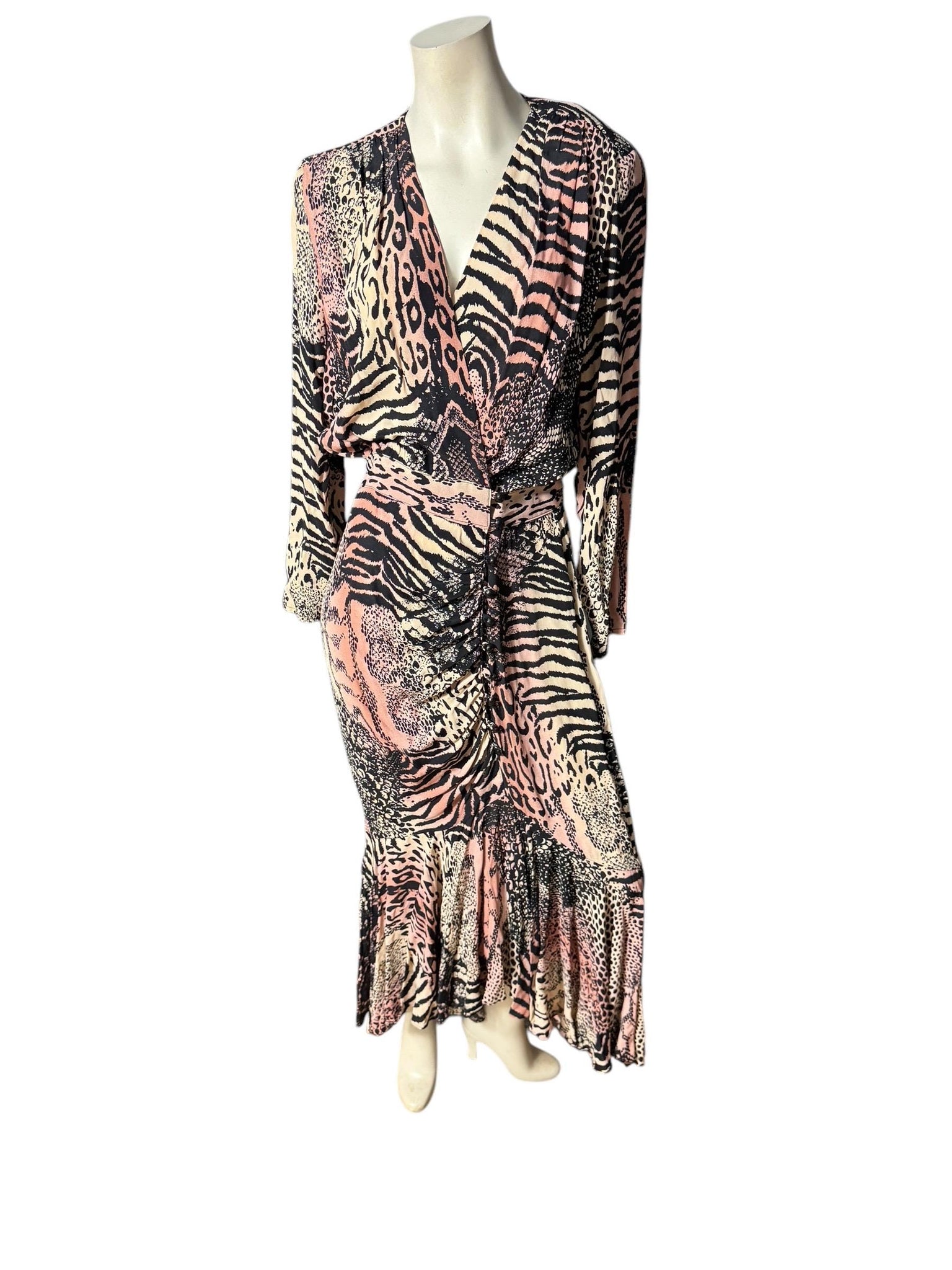 Vintage 80's rayon animal print dress 10 Barbara Barbara